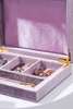 Custom Purple Velvet Bracelet Earring Box Lined Soft Lavender Necklace Ring Set Box Premium Jewelry Packaging Box with Logo