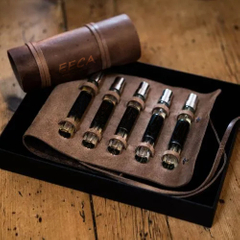 Luxury Vintage Black Perfume Oil Sample Roll Pouch Perfume Bottle Carry Bag Drawstring Leather Waterproof Perfume Packaging Bag
