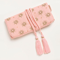 Sun Embroidered Jewelry Roll Bag