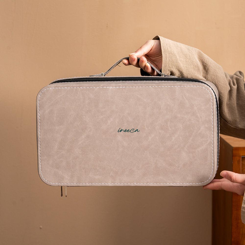 Portable Tea Set Bag Grey Leather Case Teacup Box China Manufacturer