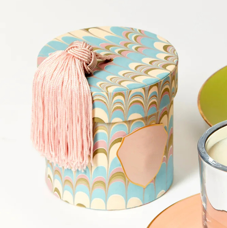 Custom Printed Cylindrical Candle Jar Packaging Box Tassel Decorative Candle Paper Set Gift Box With Logo Scented Candle Box