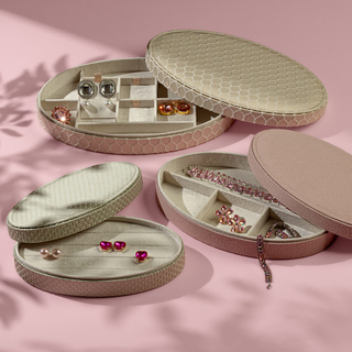 Oval Leather Jewelry Gift Box Set