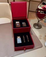 Handmade Perfume Drawer Box Packaging Specialty Paper Bright Red Custom Flip Perfume Oil Set in Box Luxury Cosmetics Gift Box