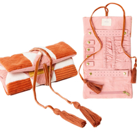 Orange Patchwork Corduroy Jewellery Roll Storage for Factory