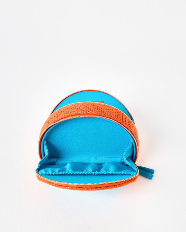 Curved Jewellery Box Knitted Blue Embroidered Necklace Bracelet Zipped Tote Bags Packaging Custom Keepsake Pendant Jewelry Boxes