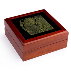 Halloween Spider Graffiti Bracelet Jewelry Box Custom Velvet Lining Wooden Big Engraving Ring Pendant Jewelry Box Organizer
