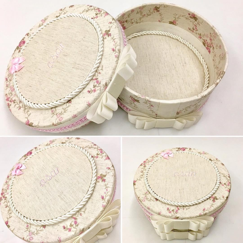 Round Embroidery Child Jewelry Boxes Memory Box Photos Perfume Box