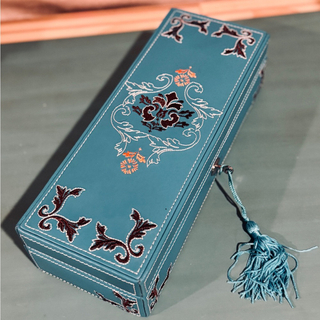 Teal Vintage Leather Ring Watch Case Packaging for Supplier