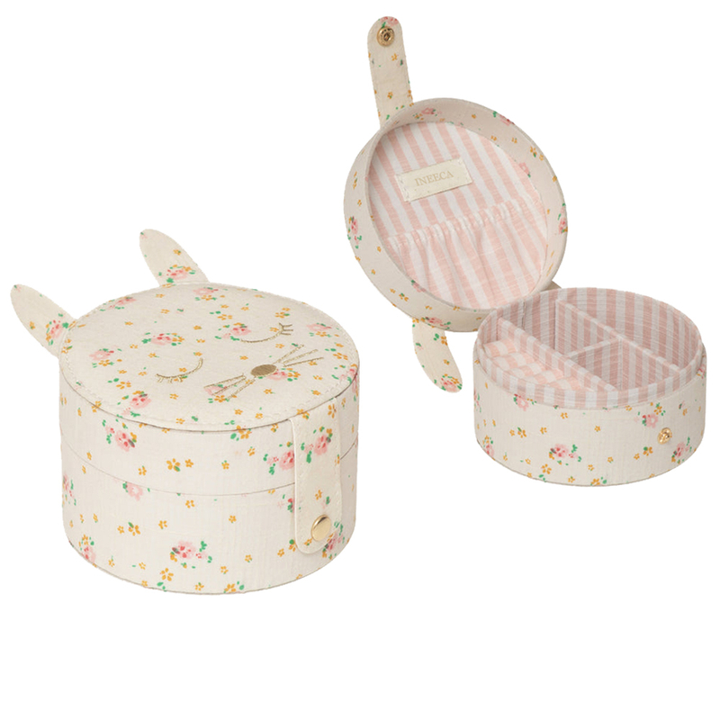 Rabbit Ears Fabric Ring Box Bracelet Jewellery Packaging Organizer Custom Soft Velvet Gold Embroidered Necklace Jewelry Gift Box