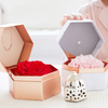 New Arrival Valentine's Day Paper Cardboard Hexagon Preserved Rose Flower Chocolate Gift Packaging Display Box Wholesale