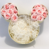 New style Popular mickey mouse Valentine paper flower chocolate gift packaging box with clear PVC window and gold logo