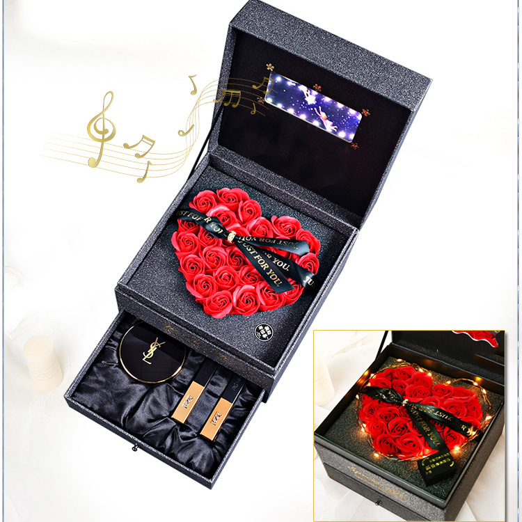 Large Christmas Video Music Soap Flower Birthday Gift Packaging Box Square Acrylic Lipstick Gift Empty Box