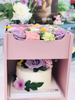 Custom Double Layer Paper Cardboard Surprise Portable Rose Flower Birthday Cake Gift Packaging Box