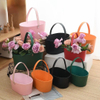 High Grade PU Leather Portable Fresh Flower Basket Waterproof Fruit Flower Packing Box Flower Carrier Bag