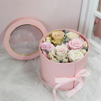 New Arrival Round 2 Layer Rotation Paper Flower Jewelry Gift Packaging Box Double 2 Tier Rotating Cardboard Box for Valentine