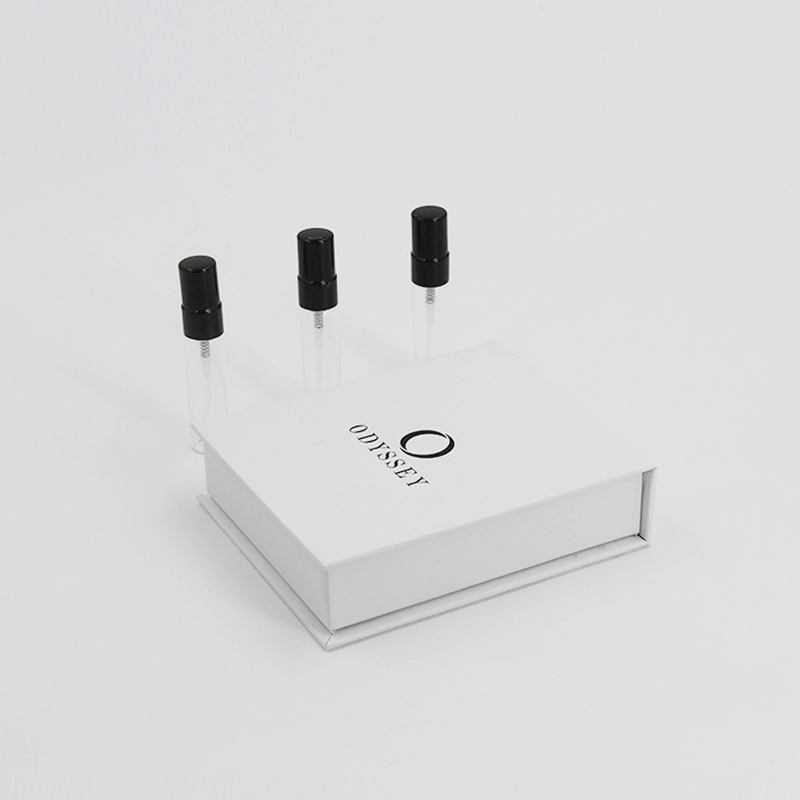 Custom Black Hot Stamping Logo Paper 1ml Perfume Oil Sample Set Packaging Gift Box with Eva And Magnetic Hard Cardboard Box