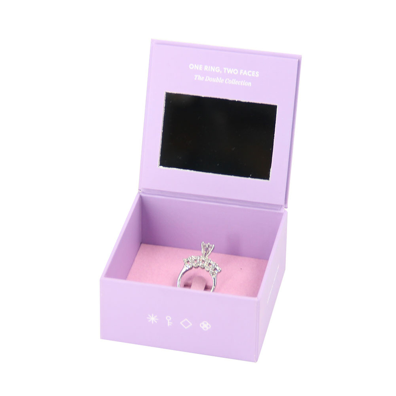 Custom Logo Small Foldable Paper Travel Jewelry Case Storage Organizer Ring Earring Necklace Jewelry Packaging Box with Mirror