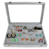 Luxury Velvet 20 Hooks Necklace Jewelry Organizer Showcase for Necklaces Jewelry Storage Box Stackable Glass Top Lockable