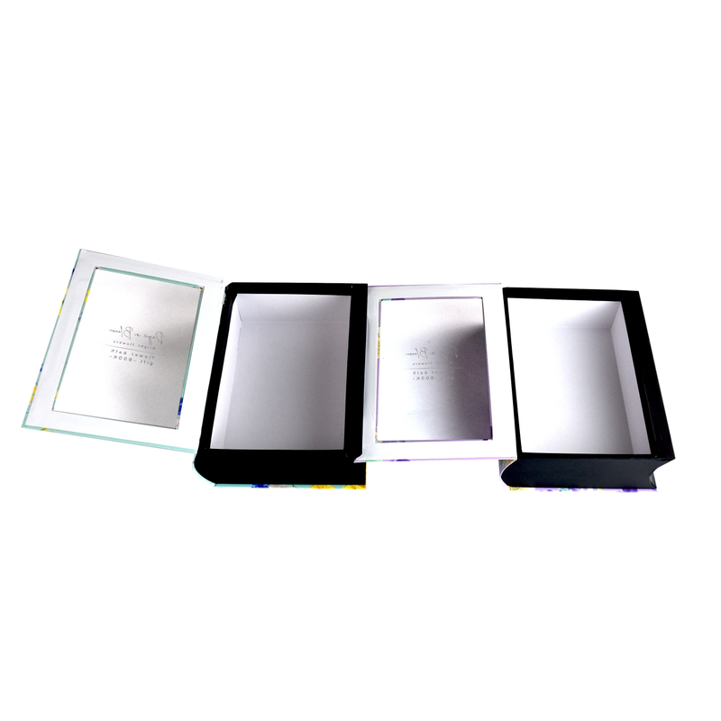 New Arrival Paper Book Shaped Magnetic Closure Cardboard Gift Box Cosmetic Gift Packaging Box with Clear PVC Window