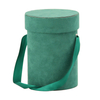 High Quality Small Round Cardboard Suede Velvet Flower Hat Gift Packaging Box for Roses with Ribbon Handle Manufacturer