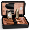 Luxury Portable PU Leather Wooden Moisturizing Sealed Travel Cigar Set Storage Packaging Box of 4 Pieces