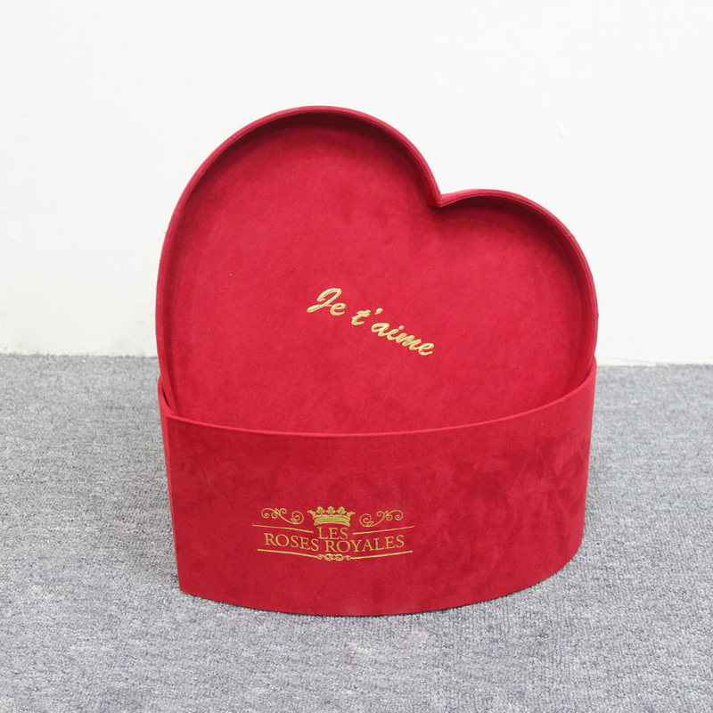 Wholesale Lovely Suede Preserved Roses Chocolate Packaging Shipping Boxes Luxury Velvet Heart Shaped Flower Gift Boxes