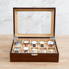 Custom Logo Wooden Velvet Jewelry Display Case Magnetic Creative Wood 24 Slots Watch Storage Box with Clear Window Metal Lock