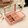 Portable Velvet Jewelry Ring Display Organizer Box Tray Holder Storage Case Showcase Rings Pendant Chain Display Stand Holder