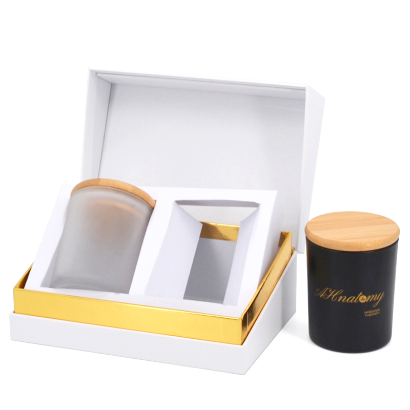 Custom Logo Printed Flip Top Design Paper Cardboard Candle Jar Shipping Box Magnetic Scented Candle Packaging Box Foam Insert