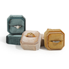 Manufacturer Custom Logo Jewelry Box Luxury Weeding Couple Ring Box Octagonal Shape Velvet Box With Logo