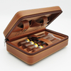 Custom Portable Travel Leather Humidor Cigar Case Bag Humidor Cedar Wood Gift Box For 4 Cigars