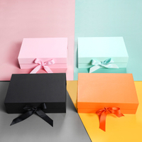 4 Colors In Stock Gift Clothing Packaging Box Foldable Magnetic Paper Box With Bow-knot