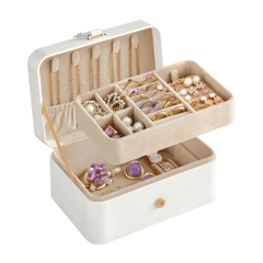 Fashion Design Jewelry Organizer 2-Layer Travel Jewelry Case Versatile Portable Earring Holder Necklace Storage Box