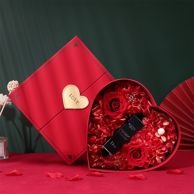 OEM Heart-Shaped Double Door Cosmetic Box Packaging Valentine'S Day Paper Boxes Cosmetic Perfume Packaging Gift Box