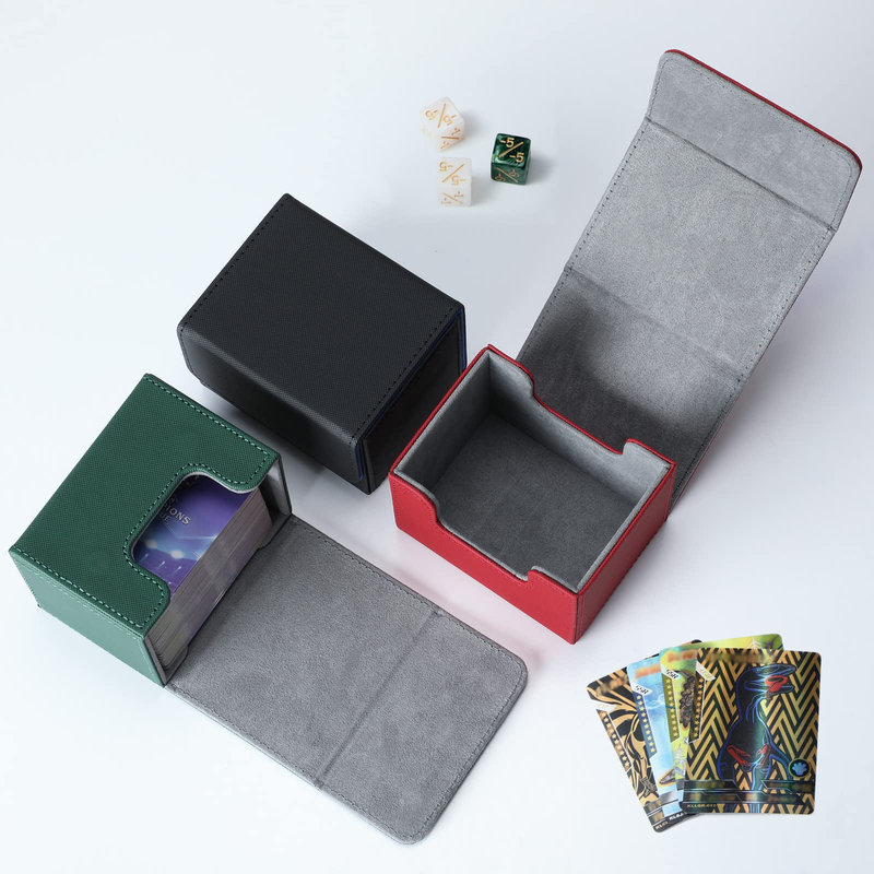 High Quality Pu Leather Game Card Deck Box for 100 Plus Cards Compatible with MTG Commander Decks