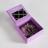 Custom Logo Magnetic Flip Jewelry Box For Chain Bracelet Earring Necklace Cardboard Paper Jewelry Gift Box Organizer With Mirror