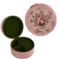 Antique Embroidery Flowers Jewelry Box Velvet with Zipper Custom Ladies Jewelry Organizer Earrings Necklace Gift Boxes
