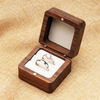 Custom Logo Square Wood Ring Packaging Case Luxury Walnut Wooden Mini Wedding Ring Jewelry Display Storage Box