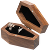 Walnut Wood Coffin Shaped Ring Box Case Holder for Gothic Halloween Wedding Ceremony Gothic Jewelry Organizer Decoration