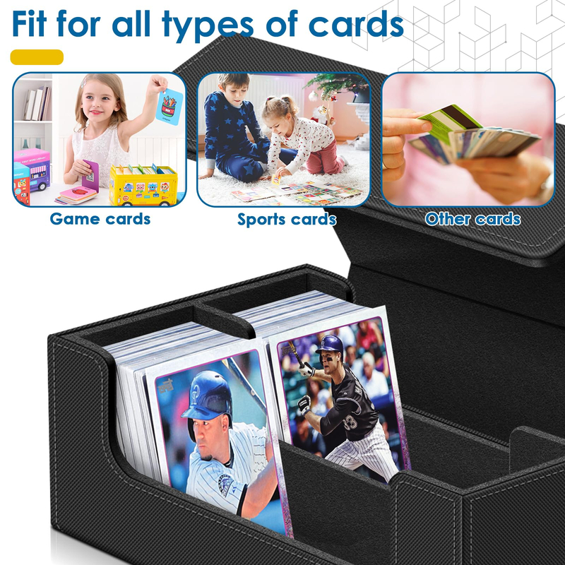 Trading Card Storage Box Magnetic Closure Toploaders Storage Box Hold PU Leather Card Deck Boxes Fit for MTG/Sport Card