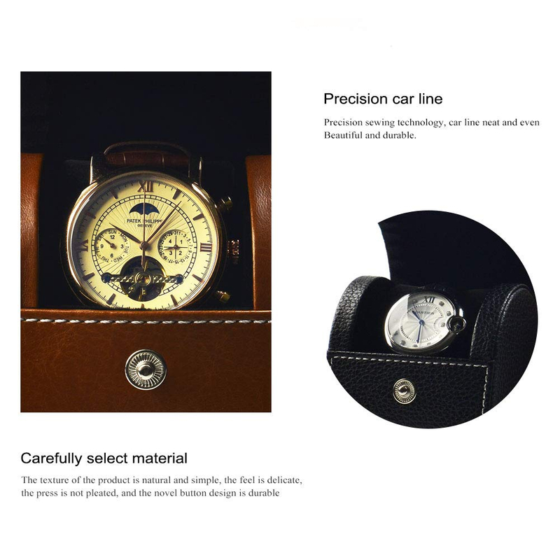 High-end Custom Logo 1 3 Slots Storage Roll Up Genuine Leather Watch Gift Boxes Travel Watch Case for Wrist Watch