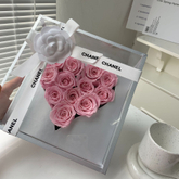 New Arrive Valentine's Day Gift Heart Shape Everlasting Infinity Forever Preserved Etern Rose in Acrylic Box