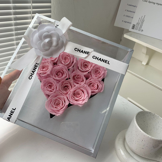 New Arrive Valentine's Day Gift Heart Shape Everlasting Infinity Forever Preserved Etern Rose in Acrylic Box