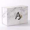 Wholesale Luxury Custom Logo Rigid Cardboard Magnetic Paper Marble Texture Folding Boxes With Ribbon Closure For Bags
