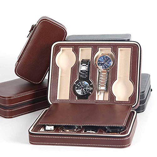 Accept OEM Personalized Luxury PU Leather Travel Watch Storage Case Wrist Watch Packaging Box for Display with Zipper 