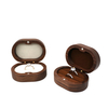Luxury Oval Walnut Wood Ring Box Wedding Double Couple Ring Jewelry Box Gift Packaging