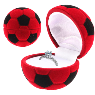 Exquisite Football Styling Flocking Ring Earring Packaging Box Cartoon Type Velvet Jewelry Storage Box