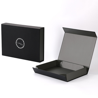 Custom Logo Black Luxury Folding Cardboard Magnetic Closure Gift Box For Shoe T-shirt Garment Clothing Packaging