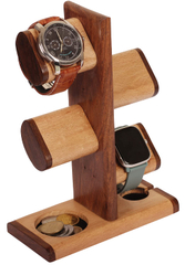 Wooden Watch Stand 5 in One Multiple Watch Display Tower Charging Station Jewelry Organizer