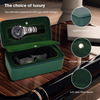 2 Slot Portable Black Brown Green PU Leather Travel Watch Jewelry Box Organizer Case With Zipper